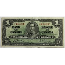 CANADA 1937 . ONE 1 DOLLAR BANKNOTE